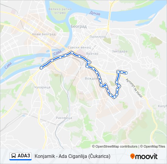 ADA3 autobus mapa linije