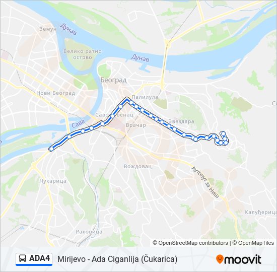 ADA4 autobus mapa linije