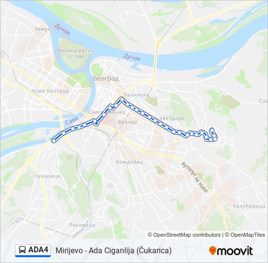 ADA4 autobus mapa linije