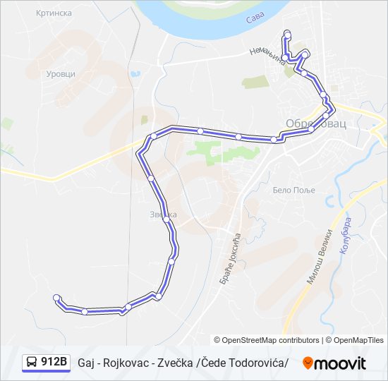 912B bus Line Map