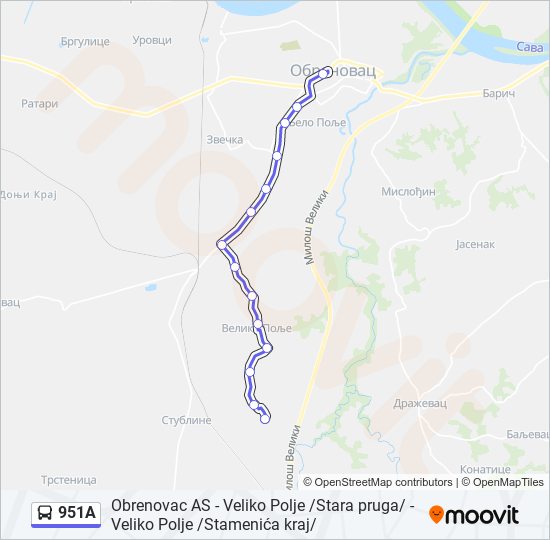 951A autobus mapa linije