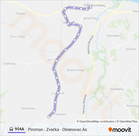 954A bus Line Map