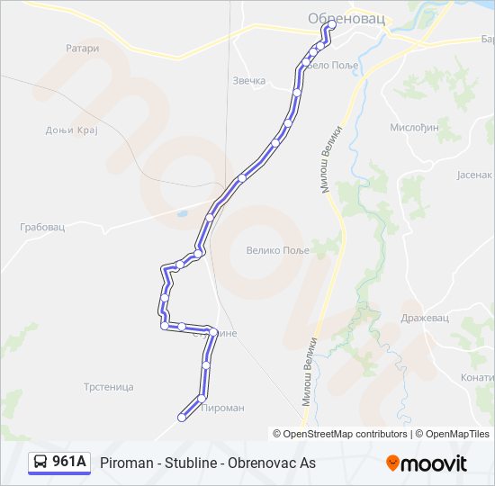 961A bus Line Map