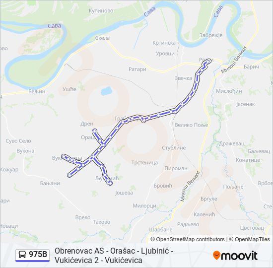 975B bus Line Map