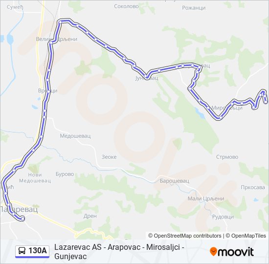 130A autobus mapa linije