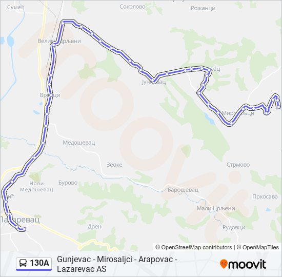 130A autobus mapa linije