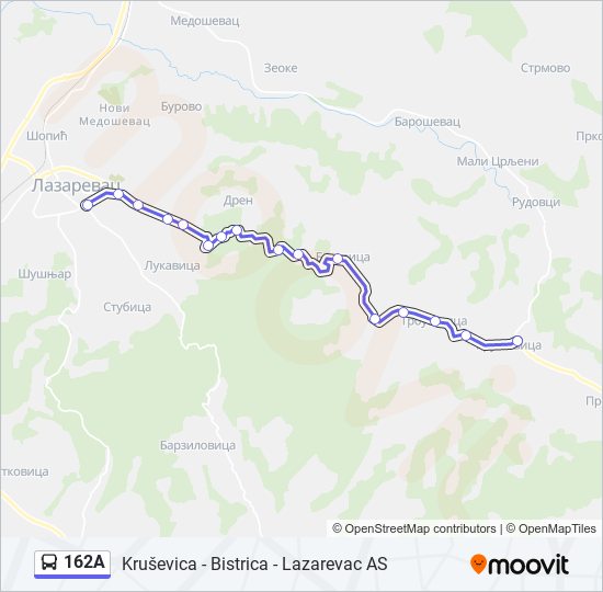 162A autobus mapa linije