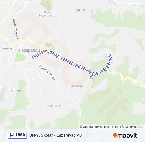 165A bus Line Map