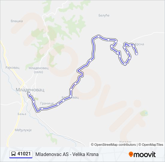 41021 bus Line Map