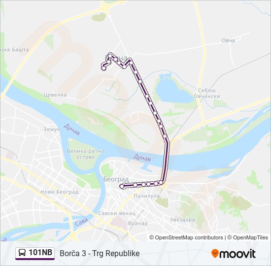 101NB bus Line Map