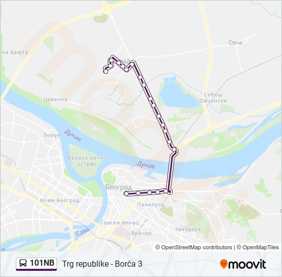 101NB bus Line Map