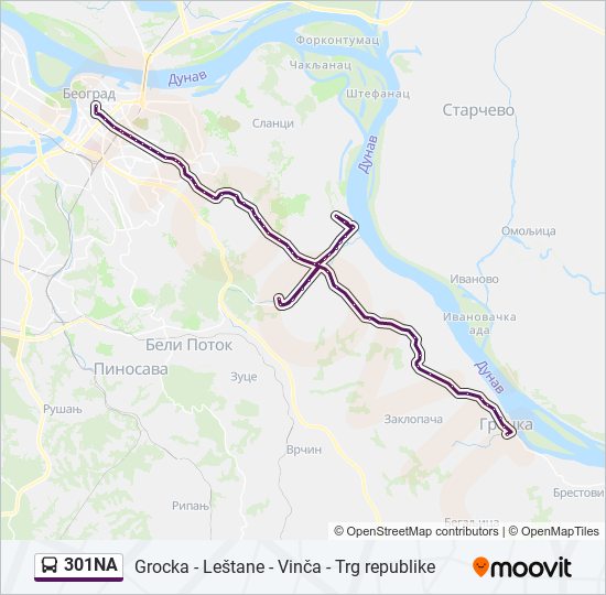 301NA bus Line Map