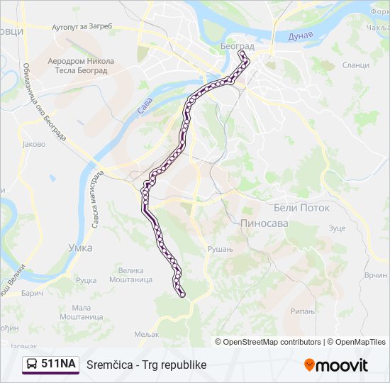 511NA bus Line Map