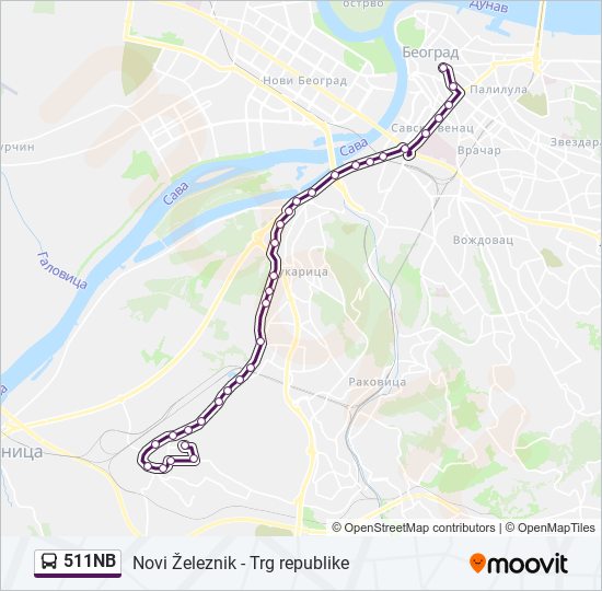 511NB bus Line Map