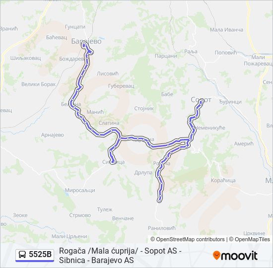 5525B autobus mapa linije