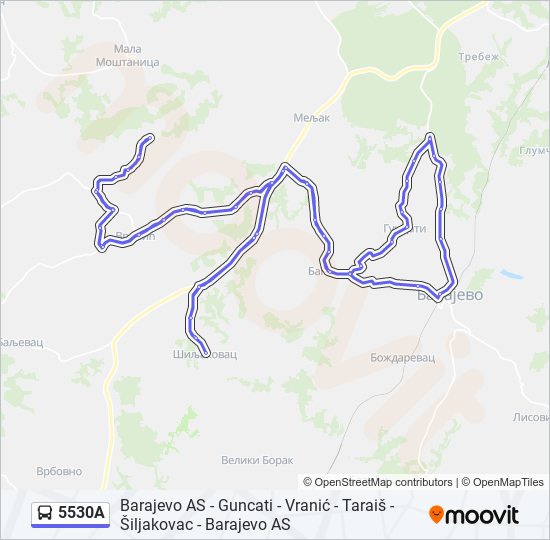 5530A autobus mapa linije