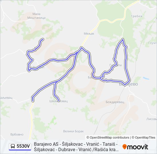 5530V autobus mapa linije