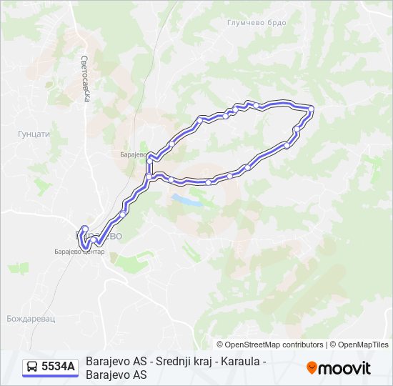 5534A autobus mapa linije