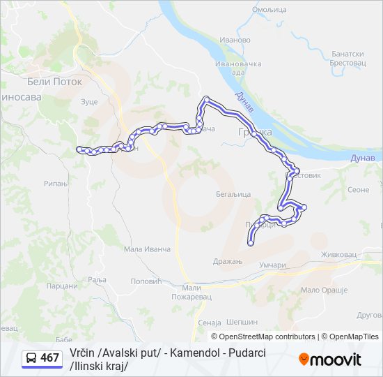 467 bus Line Map