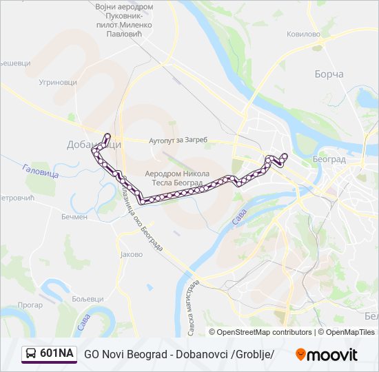 601NA bus Line Map