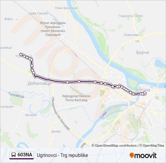 603NA autobus mapa linije