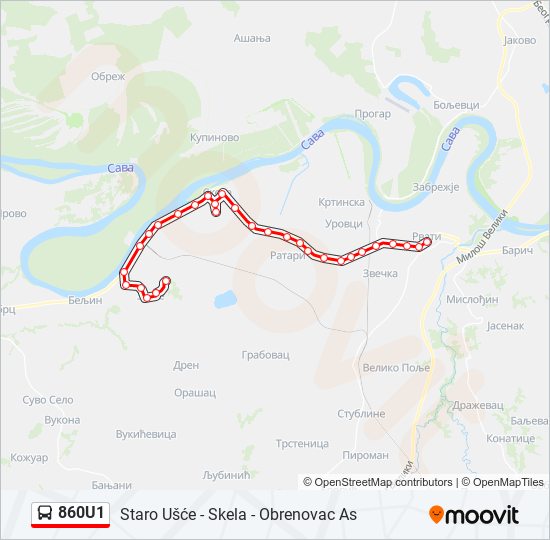 860U1 bus Line Map