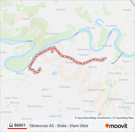 860U1 bus Line Map