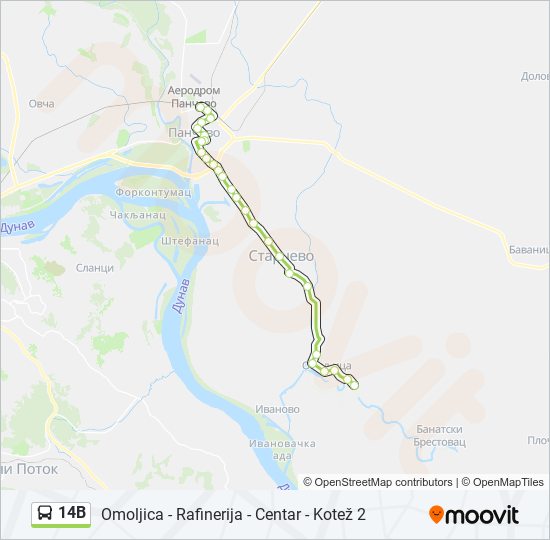 14B autobus mapa linije