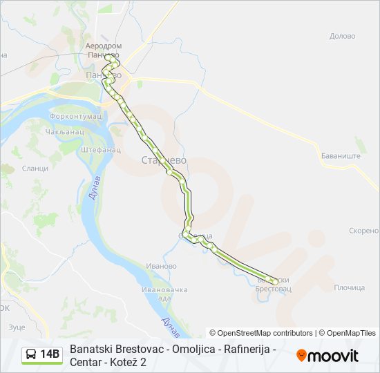 14B autobus mapa linije