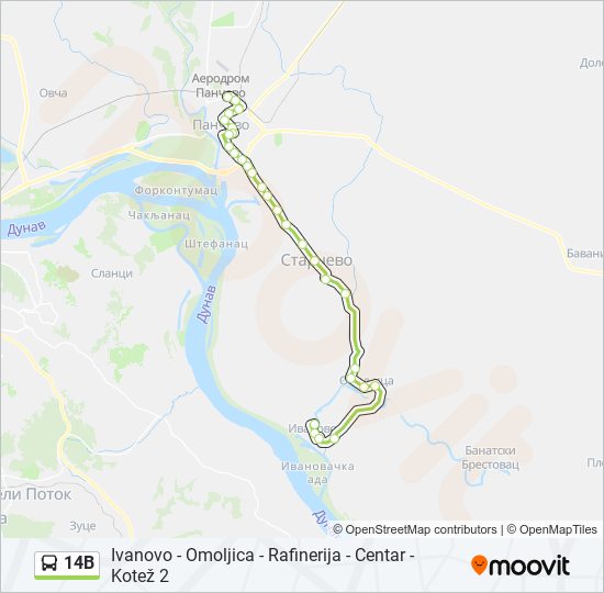 14B autobus mapa linije