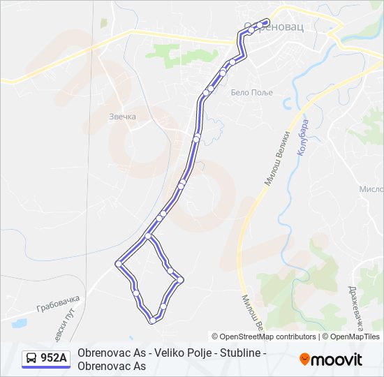 952A bus Line Map