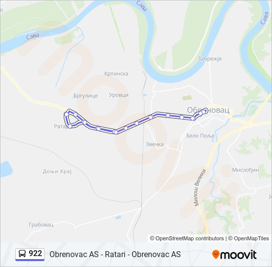 922 autobus mapa linije