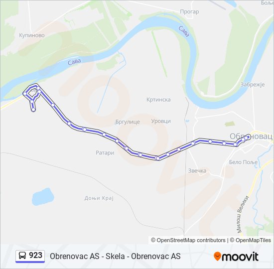 923 bus Line Map