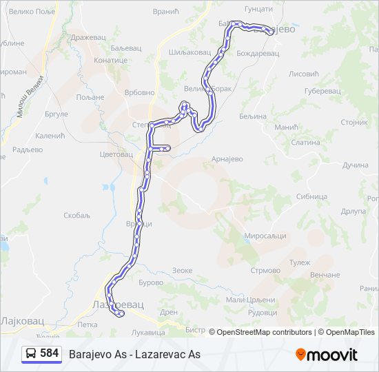 584 bus Line Map