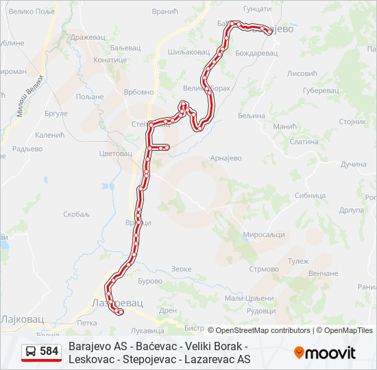 584 autobus mapa linije