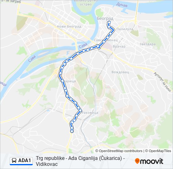 ADA1 autobus mapa linije