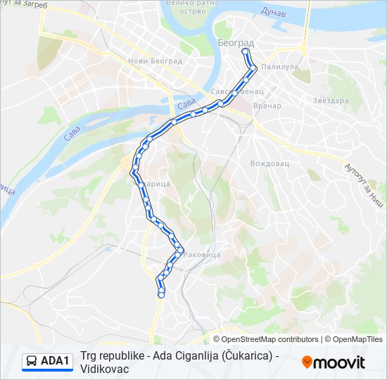 ADA1 autobus mapa linije