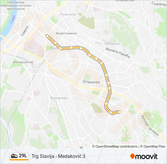 29L Trolejbus mapa linije