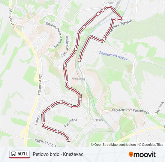 501L autobus mapa linije