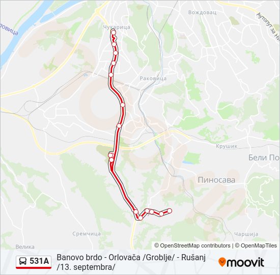 531A bus Line Map