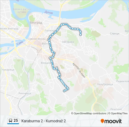 25 Bus Line Map