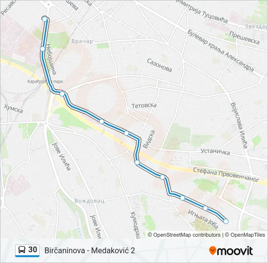 30 Bus Line Map