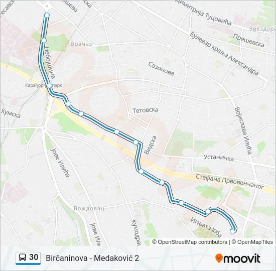 30 Bus Line Map
