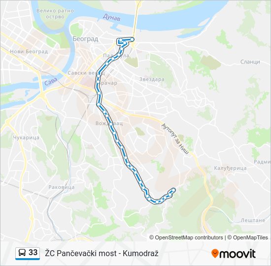 33 Route: Schedules, Stops &amp; Maps - Železnička Stanica "Pančevački Most ...
