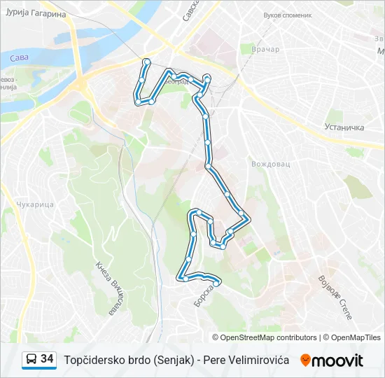 34 Bus Line Map