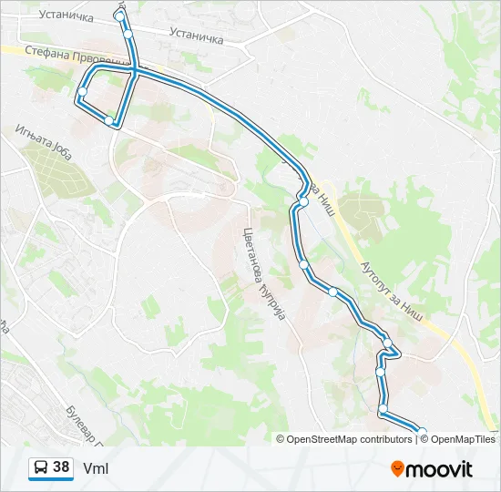 38 Bus Line Map
