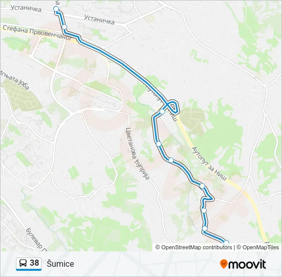 38 Bus Line Map