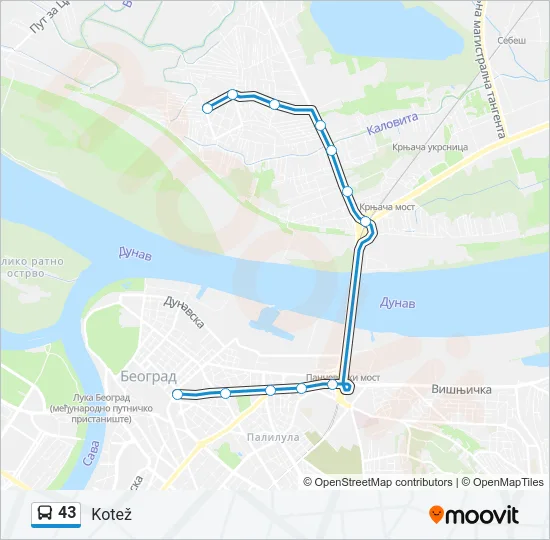 43 Bus Line Map