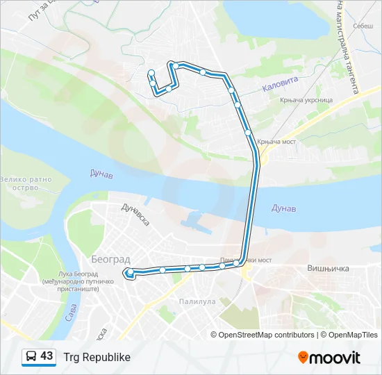 43 Bus Line Map