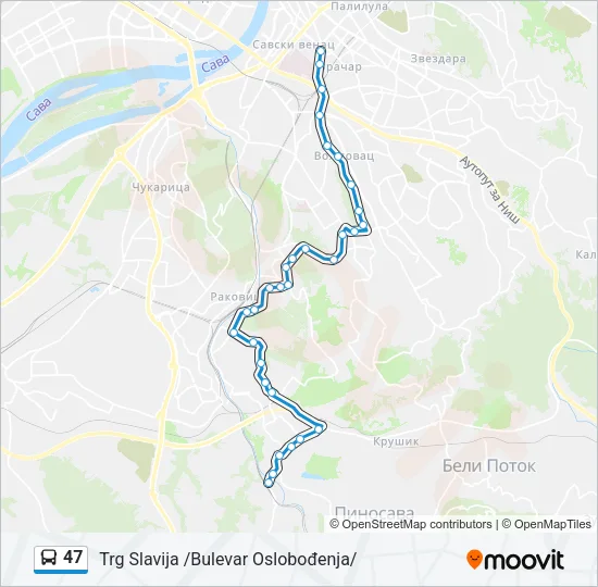 47 Bus Line Map